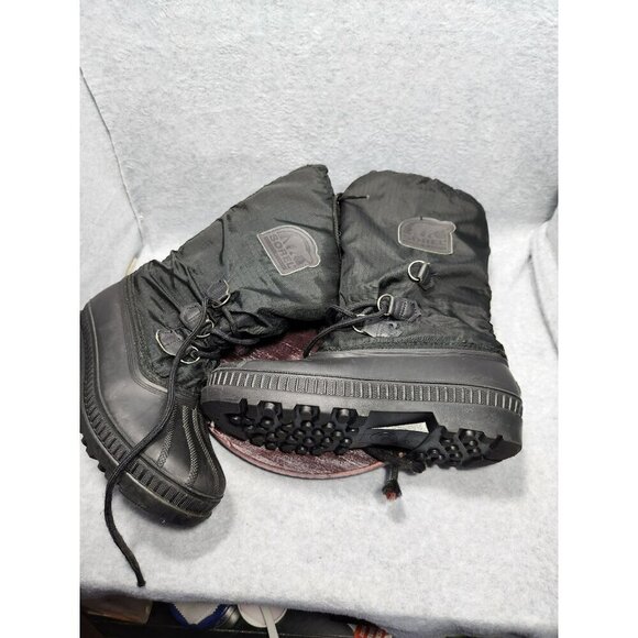 Sorel Women's Waterproof Winter Boots Size 8 Black Nylon & Rubber Snow Shoes - Picture 11 of 12